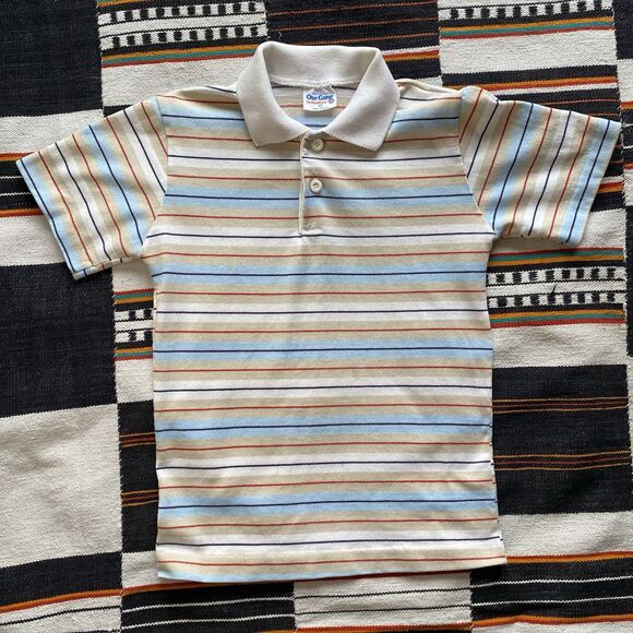 Vintage 70’s Our Gang Healthtex Button Collared Boy’s Tee Shirt. USA. Size 12. - Picture 1 of 11